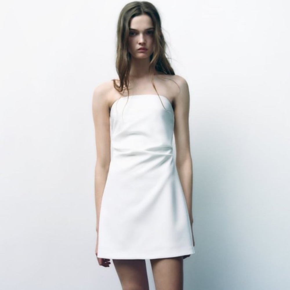 Zara White Strapless Mini Dress